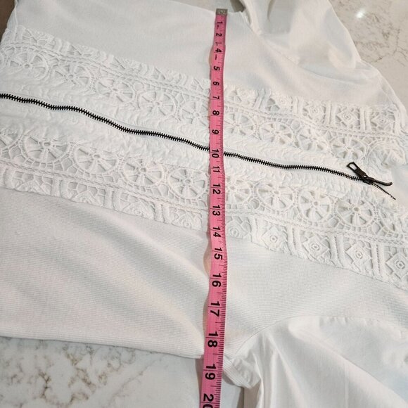 Soft Surroundings Medium White Eylet Lace Zip Jacket Cottagecore Boho Pockets - Picture 5 of 9